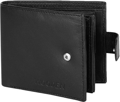

Wooden Men Formal Black Genuine Leather Wallet(4 Card Slots)