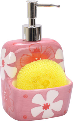 

Scrafts Flower Design Pink Lotion Dispenser With Sponge Washing Machine Soap Dispenser