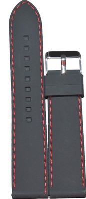 

Kolet Plain Red Stitched 20B 20 mm Silicone Watch Strap(Black)
