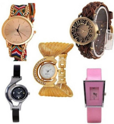 

Miss Perfect NewBest Diamond Stunned Golden Bracelet Watch 5 combo For Girls & Women Watch Watch - For Couple