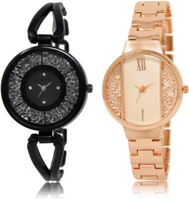 

Frolik LORM 211-217 Stylist Design Formal Collection Set Of 2 Black And Rose Gold Color Women Watch - For Girls