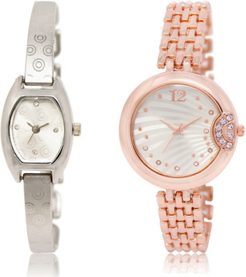 

Frolik 219-228 Stylist Design Formal Collection Set Of 2 Silver And Rose Gold Color Women Watch - For Girls