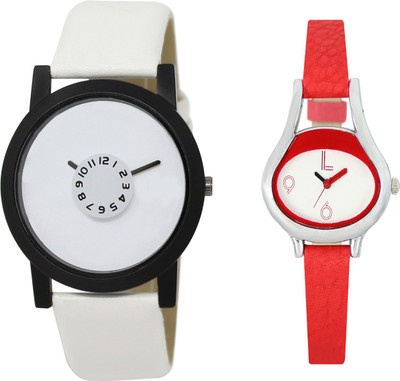 

Shocknshop LR26_206 Designer Analog Leather and Chain Strap Couple Watch - For Men & Women