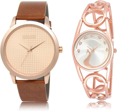 

Frolik 34-232 Stylist Design Formal Collection Set Of 2 Brown And Rose Gold Color Men And Woman Watch - For Boys & Girls