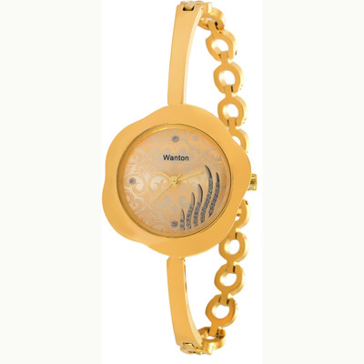 

Wanton WNTN02 gold round stylish designer dial kada bracelet Pearl series Watch - For Girls