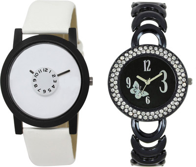 

Shocknshop LR26_201 Designer Analog Leather and Chain Strap Couple Watch - For Men & Women
