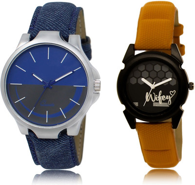 

Frolik 24-235 Stylist Design Formal Collection Set Of 2 Blue And Brown Color Men And Woman Watch - For Boys & Girls