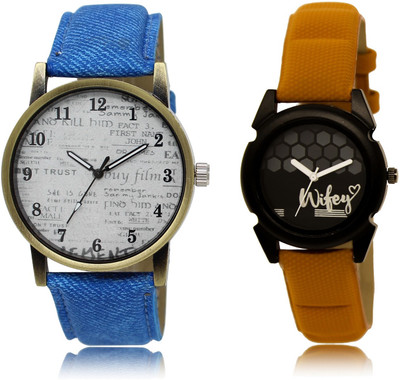 

Frolik 28-235 Stylist Design Formal Collection Set Of 2 Blue And Brown Color Men And Woman Watch - For Boys & Girls