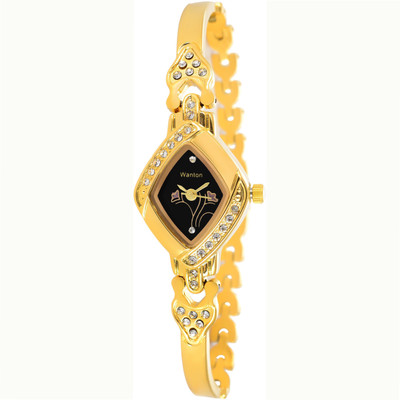 

Wanton WNKD01 Gold diamond studded black dial attarctive Pearl series Watch - For Girls