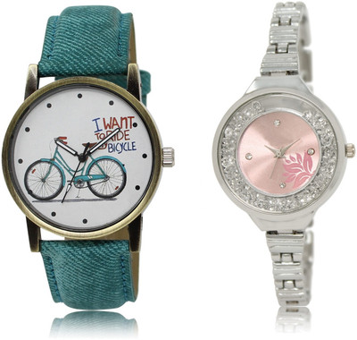 

Frolik 229-226 Stylist Design Formal Collection Set Of 2 Green And Silver Color Woman Watch - For Girls