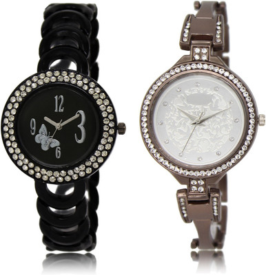 

Frolik 201-236 Stylist Design Formal Collection Set Of 2 Black And Brown Color Woman Watch - For Girls