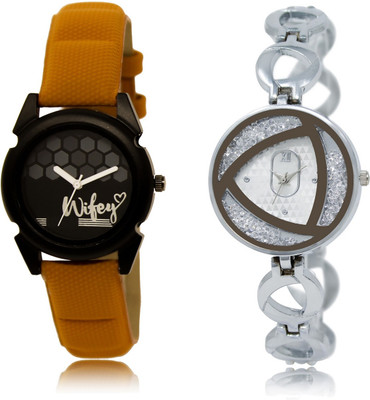 

Frolik 235-240 Stylist Design Formal Collection Set Of 2 Brown And Silver Color Women Watch - For Girls