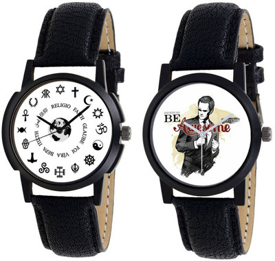 

Nubela New Stylish Black Color Round Shape Pack Of 2 Analog S1 Watch - For Men