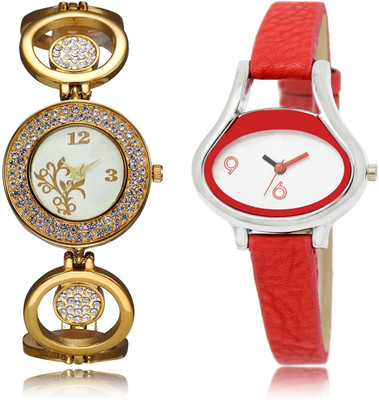 

Frolik LREM 204-206 Stylist Design Formal Collection Set Of 2 Gold And Red Color Women Watch - For Girls