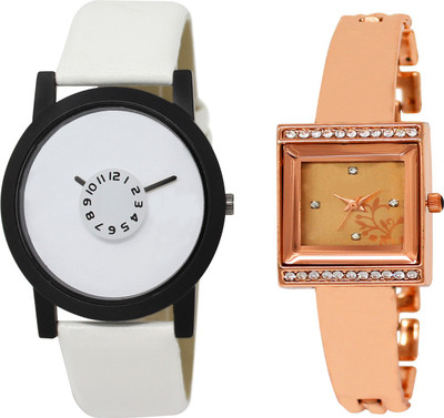

Shocknshop LR26_220 Designer Analog Leather and Chain Strap Couple Watch - For Men & Women