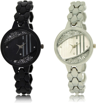 

Frolik 221-223 Stylist Design Formal Collection Set Of 2 Black And Silver Color Women Watch - For Girls