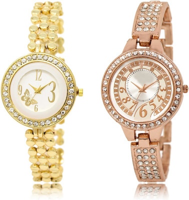 

Frolik 203-216 Stylist Design Formal Collection Set Of 2 Gold And Rose Gold Color Women Watch - For Girls