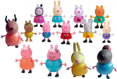 

HALO NATION Peppa Pig Forever Friends, Family & Teacher Figure - 16 Pcs Pack(Multicolor)