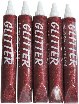 

AsianHobbyCrafts Glitter Sparkle Glue Tubes, Red (25ml, Pack of 5)