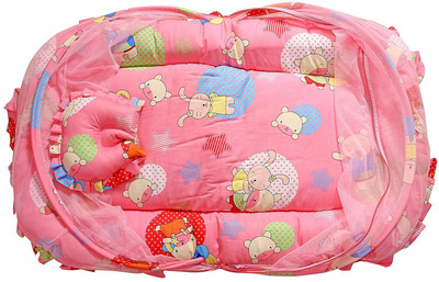 

HEALTHY BABY Baby Bed Tent with Mosquito Net (Peach Star Print) Mixed Cotton crib(Fabric, Peach Star Print)