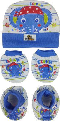 

Kidbee Baby Cap Booties Mittens Combo Set(Dark Blue)