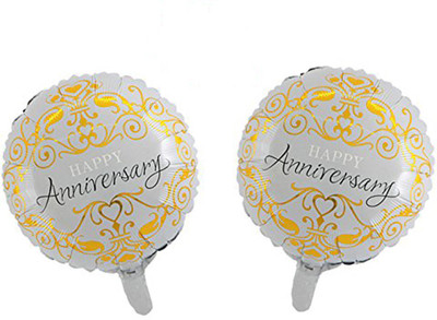 

AMFIN Printed Happy Anniversary Round Foil Balloons Balloon(Multicolor, Pack of 2)