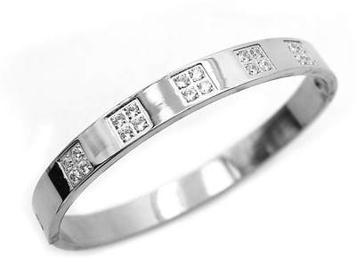 

Indi Creation Stainless Steel Cubic Zirconia Kada, Silver