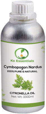 

Ks Essentials 100% Pure Citronella Essential Oil Natural & Undiluted (Cymbopogon Nardus) (1000ml)(1000 ml)