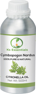 

Ks Essentials 100% Pure Citronella Essential Oil Natural & Undiluted (Cymbopogon Nardus) (500ml)(500 ml)