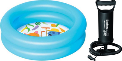 

Bestway Round 2-Ring Kiddie inflatable Baby Bath Tub Pool With Air Pump(Blue)
