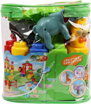 nvcollections 19 Piece Educational & Learning Jungle Animal Blocks Game(Multicolor)