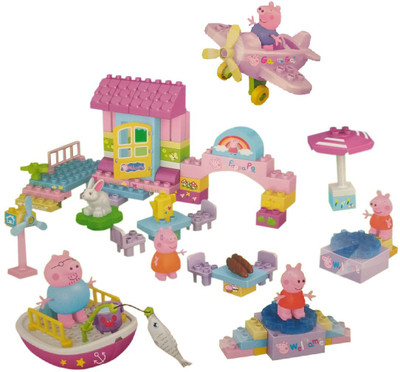 

IndusBay Peppa's Birthday Party Fun Building Blocks with Peppa Pig house , Plane , Boat party theme Setup blocks for Kids- gift(Multicolor)