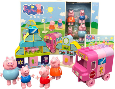 

IndusBay Peppa's First Adventure Bus Journey Theme Building Blocks with Peppa Pig family Action Figure(Multicolor)