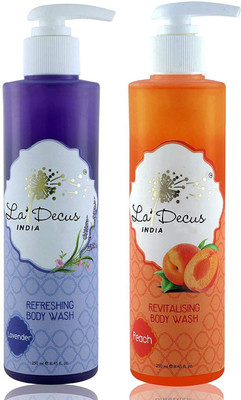 

La'Decus Paraben Free Refreshing Lavender And Peach Body Wash For Women And Men Combo Pack of 2 250ml each(500 ml, Pack of 2)