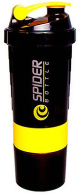 

Spider Bottle Spider 3in 1 Protein Milk Plastic Shaker.500ml Black & Yellow Colour(de-026) 500 Shaker(Pack of 1, Yellow), Yellow & black