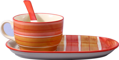 

Caffeine Orange Illusion Stoneware Bowl Set(Orange, White, Pack of 3)
