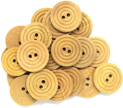 Nimida Wooden Button Plain Natural Wooden colour Dia 28 mm | Button Size 44 | 2 Holed for Sewing and art and craft Pack of 20 Wood Buttons(Pack of 20)