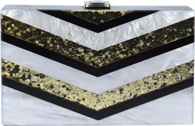 

Coral Tree Casual, Formal, Party White, Black, Gold Clutch, Black;gold;white