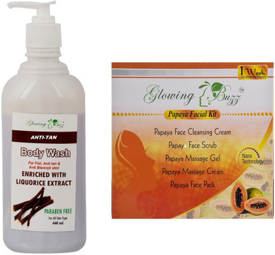 

Glowing Buzz Combo of anti tan bodywash and papaya facial kit(Set of 2)
