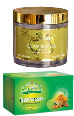 

Pink Root OLIVE BUTTER CREAM 100G WITH NATURENCE HALDI CHANDAN BLEACH 200G(Set of 2)