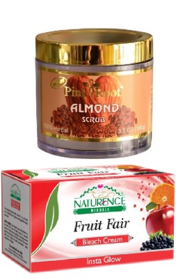 

Pink Root ALMOND SCRUB 100G WITH NATURENCE FRUIT BLEACH 200G(Set of 2)