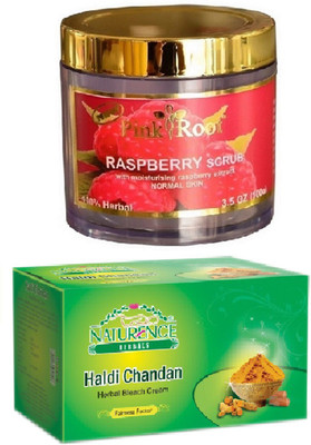 

Pink Root RASPBERRY SCRUB 100G WITH NATURENCE HALDI CHANDAN BLEACH 200G(Set of 2)
