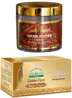 

Pink Root COCOA BUTTER SCRUB 100G WITH NATURENCE GOLD BLEACH 200G(Set of 2)
