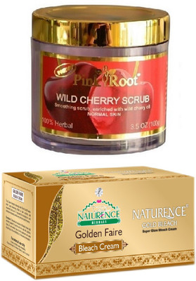 

Pink Root WILD CHERRY SCRUB 100G WITH NATURENCE GOLD BLEACH 200G(Set of 2)