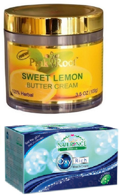 

Pink Root SWEET LEMON CREAM 100G WITH NATURENCE OXY RICH BLEACH 230G(Set of 2)