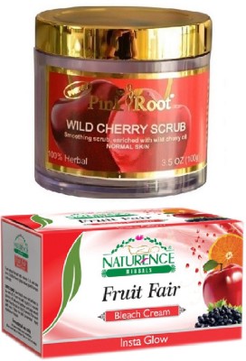 

Pink Root WILD CHERRY SCRUB 100G WITH NATURENCE FRUIT BLEACH 200G(Set of 2)