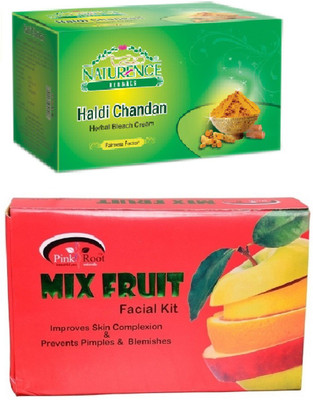 Pink Root MIX FRUIT KIT 83G WITH NATURENCE HALDI CHANDAN BLEACH 200G(Set of 2)