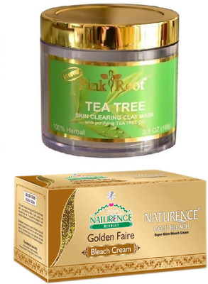 

Pink Root TEA TREE MASK 100G WITH NATURENCE GOLD BLEACH 200G(Set of 2)