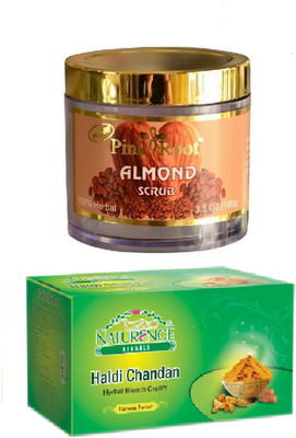 

Pink Root ALMOND SCRUB 100G WITH NATURENCE HALDI CHANDAN BLEACH 200G(Set of 2)