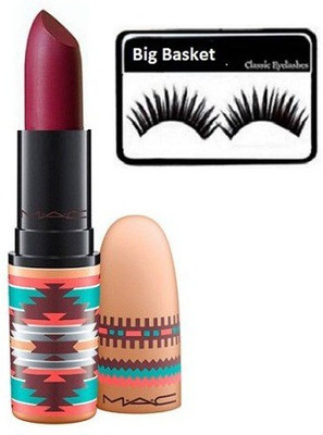 

big basket Eyelashes&Mac Vibe Tribe Lipstick(Set of 2)